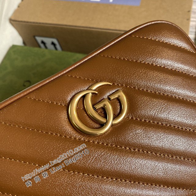 Gucci新款包包 古馳Marmont系列終曲棕色女包 Gucci正品原廠皮相機包 448065  ydg3163